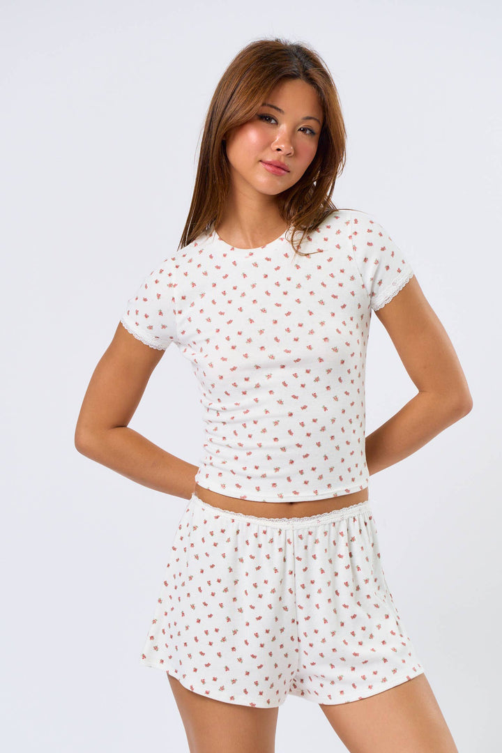 Primrose Pointelle Lace Trim Tee