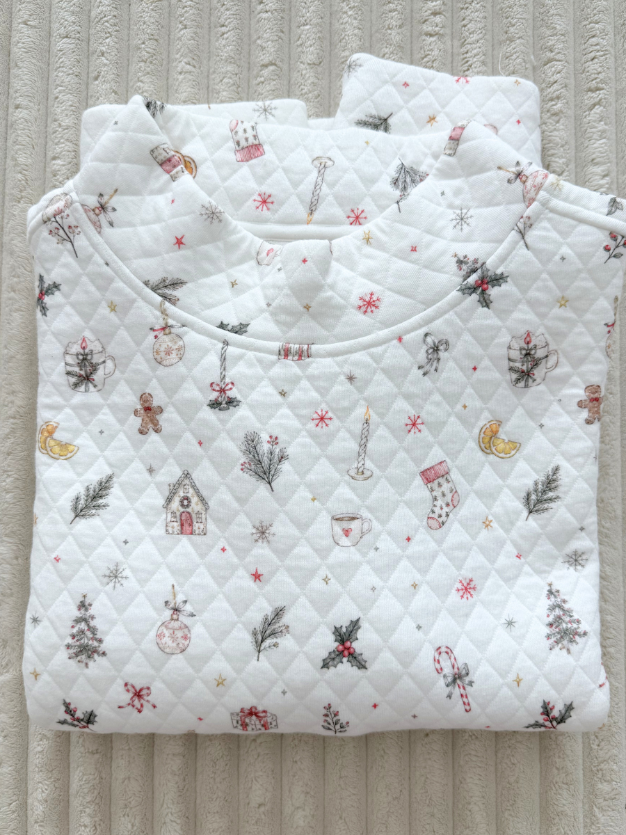 A Cottage Christmas Quilted Mockneck Sweatshirt