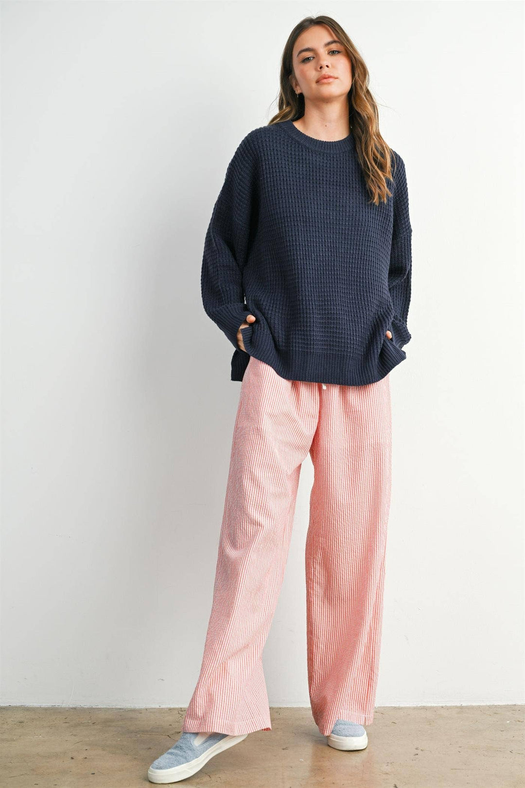 Finch Stripe Drawstring Pants - Red