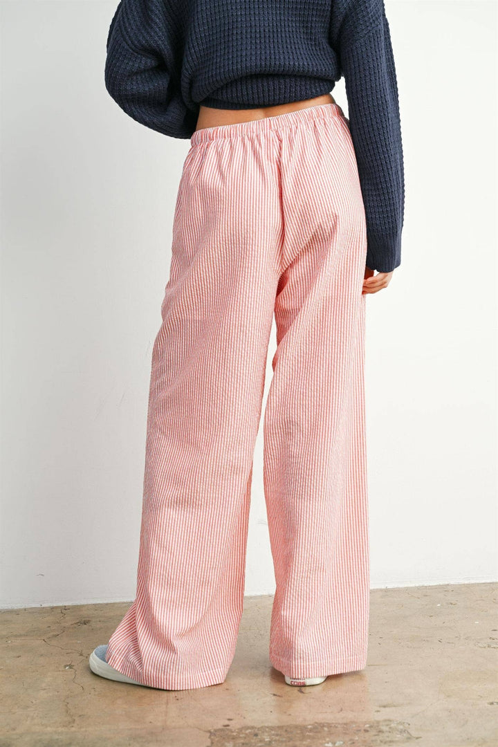 Finch Stripe Drawstring Pants - Red