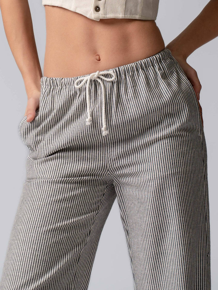 Sarina Pinstripe Drawstring Wide Leg Lounge Pants