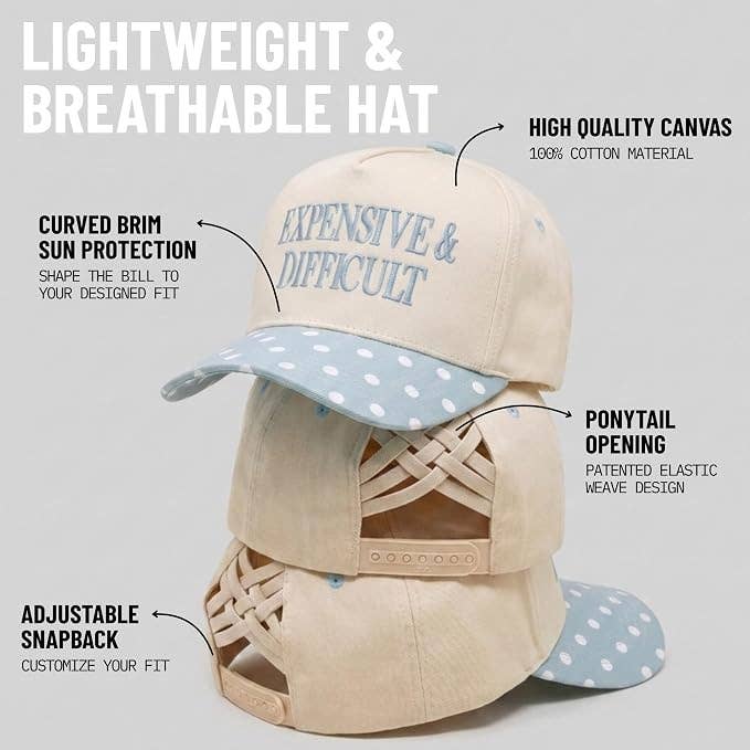 Polka Dot Expensive & Difficult Ponytail Hat