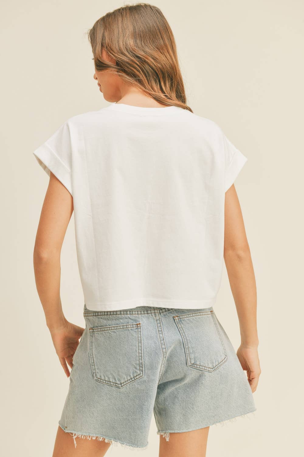 Crystal Cuffed Sleeve Tee