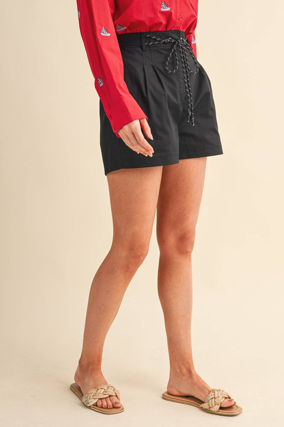 Perry Rope Trim Belt Shorts