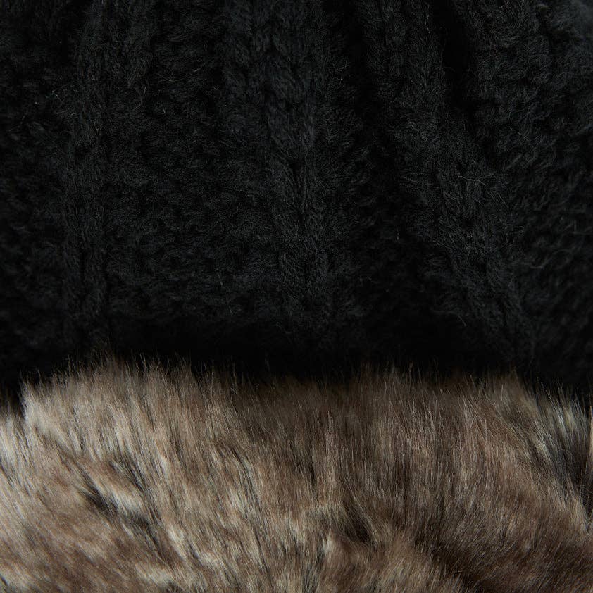 Knitted Trapper Hat - Black