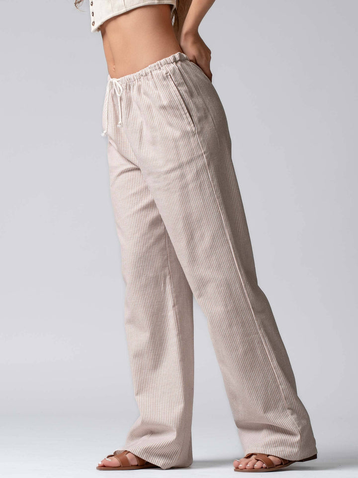 Sarina Pinstripe Drawstring Wide Leg Lounge Pants