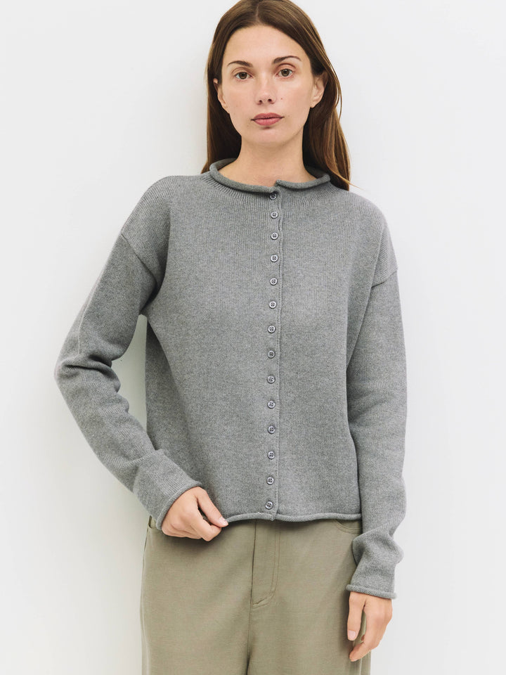 Marlo Cardigan Roll Hem Button-Down Cardigan