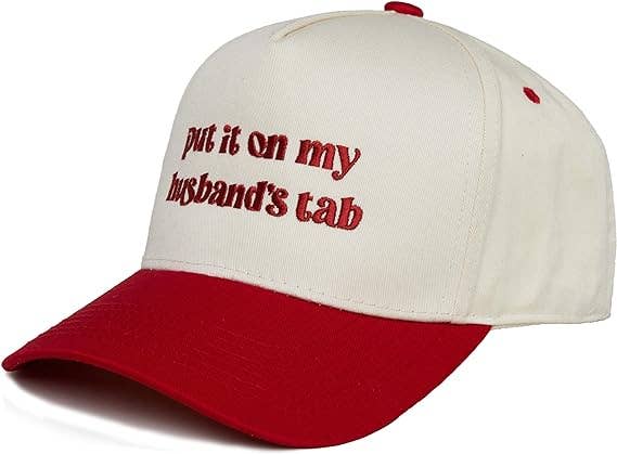 Put It on My Husbands Tab Hat - Red/Beige