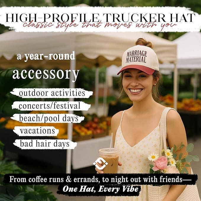 Marriage Material Hat - Burgundy/Beige
