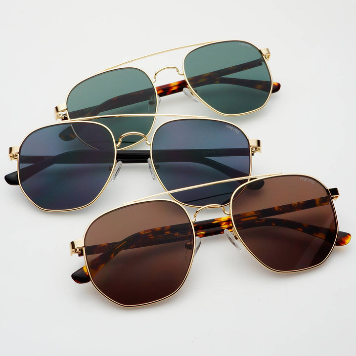 FREYRS Eyewear - Austin Unisex Sunglasses : Gold / Green