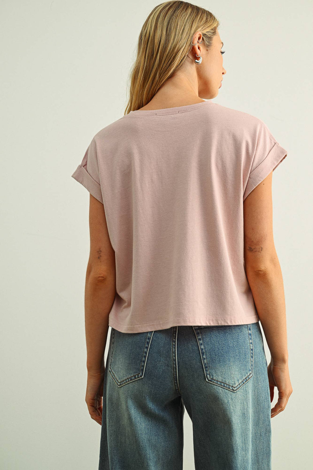 Crystal Cuffed Sleeve Tee