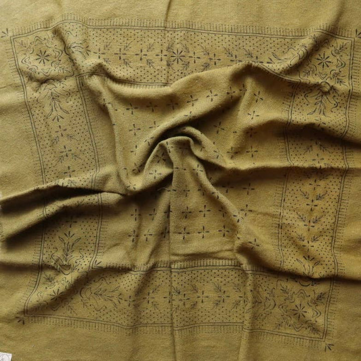 Raw Silk Bandana - Olive Green