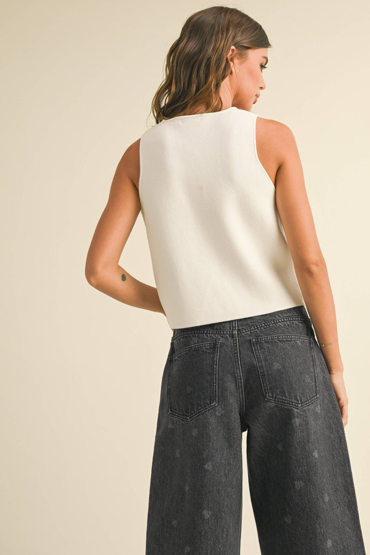J'adore Sculpted Metal Button Knit Vest