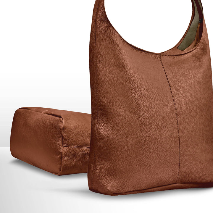 Violet Italian Genuine Calf Leather Hobo Bag