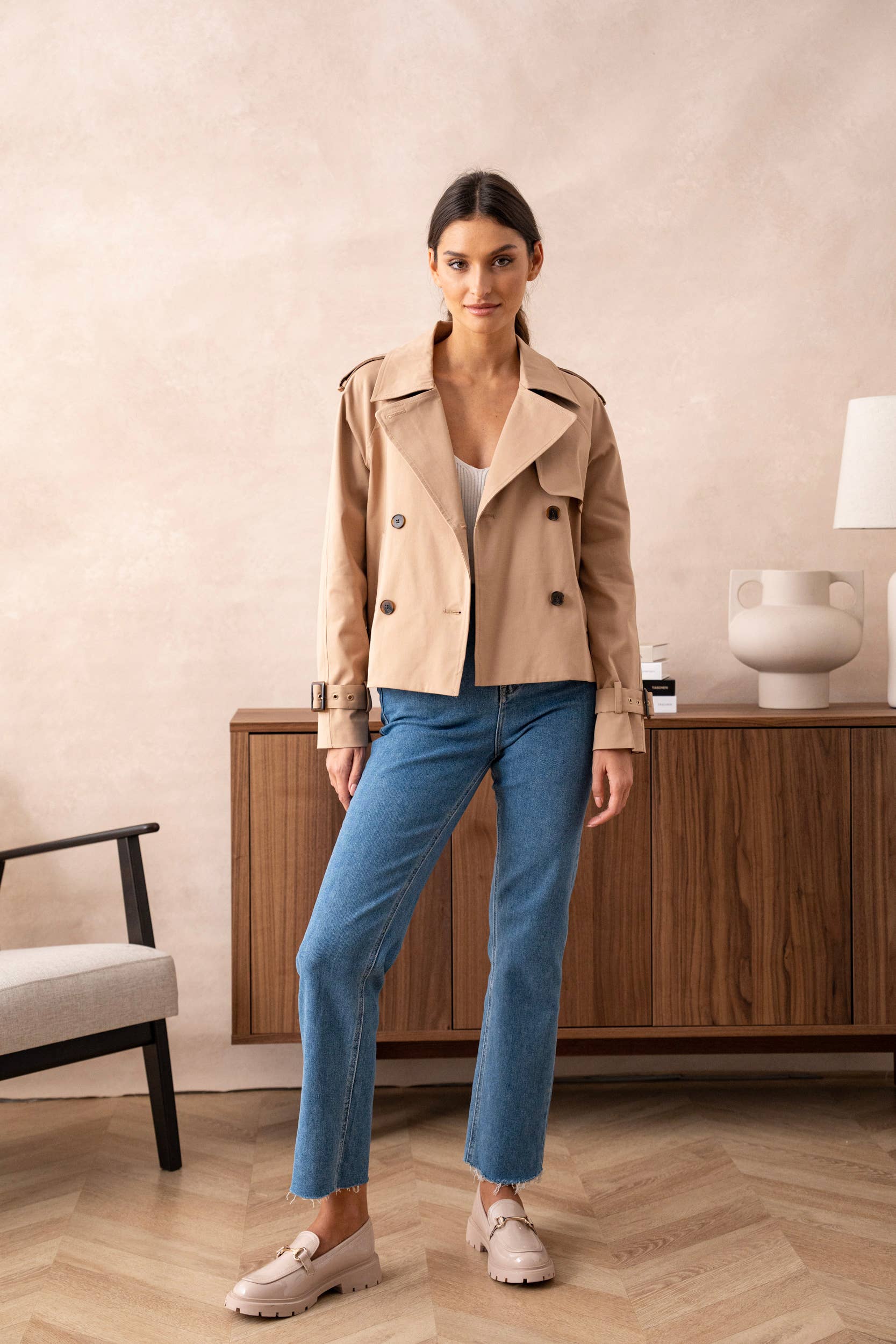トレンチコート Chloe SS25 SHORT TRENCH (CH25SMA13339 20G) Chloe Cropped Trench – Lake Effects Boutique