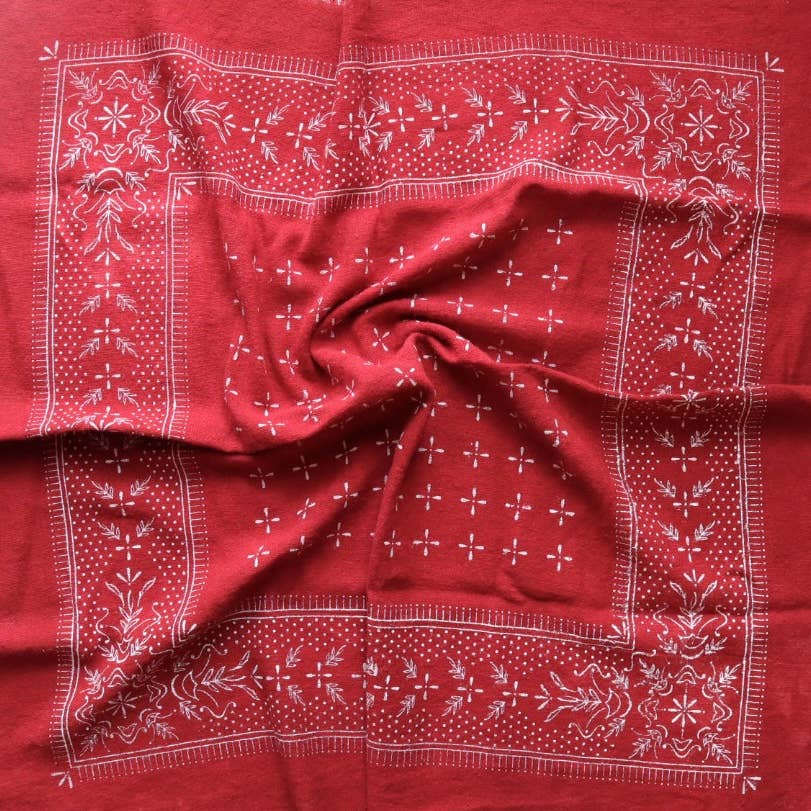 Raw Silk Bandana- Red