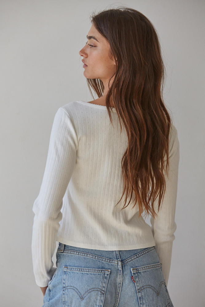 Cleo Pointelle Ribbed Knit Longsleeve
