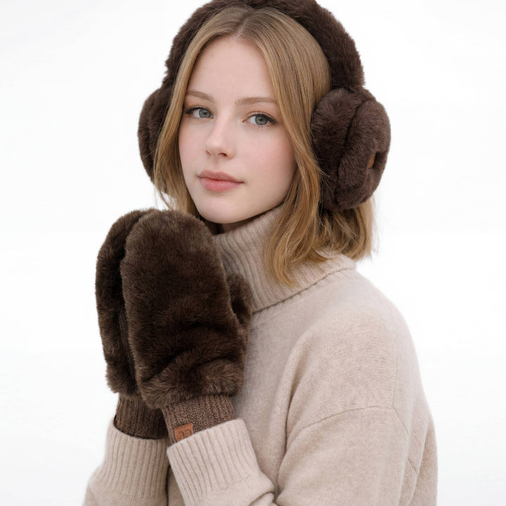 Faux Fur Convertible Mittens with Shepherd Lining