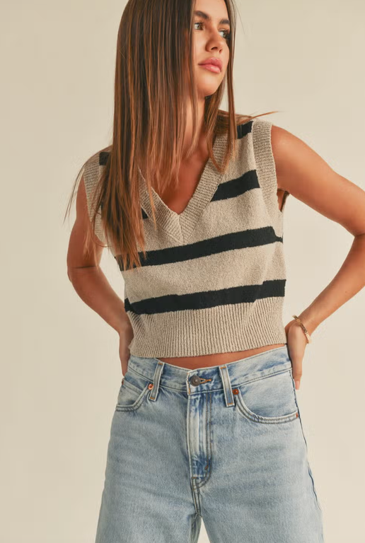 Monica Striped Sweater Vest
