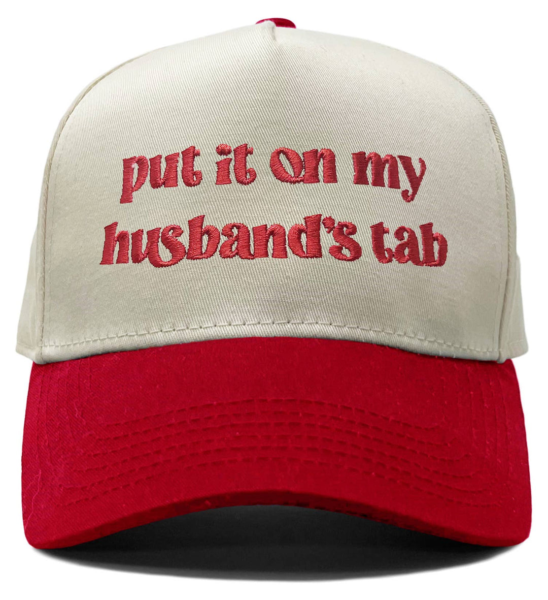 Put It on My Husbands Tab Hat - Red/Beige