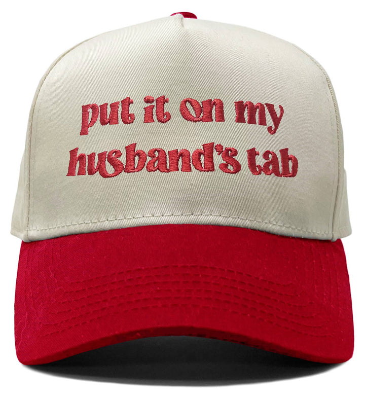 Put It on My Husbands Tab Hat - Red/Beige