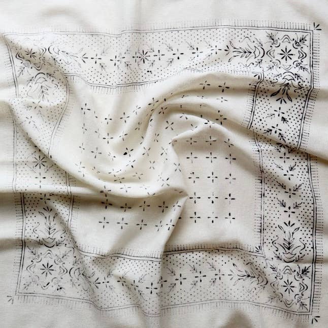 Raw Silk Bandana - Cream
