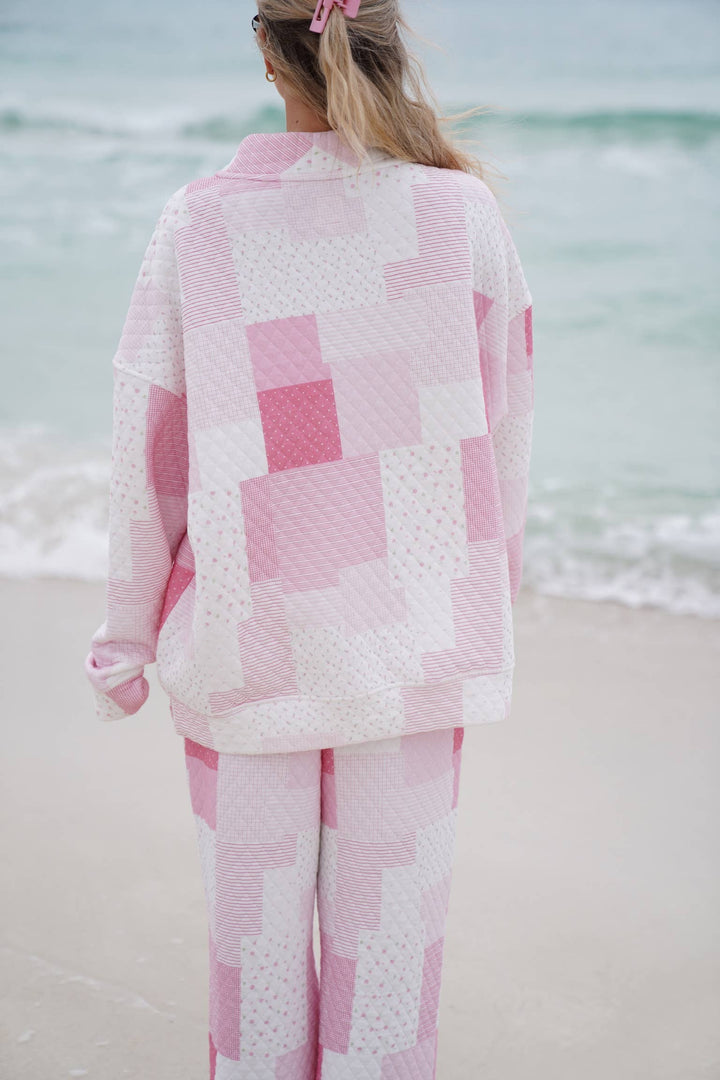 Quilted Margo Patchwork Mockneck Sweatshirt