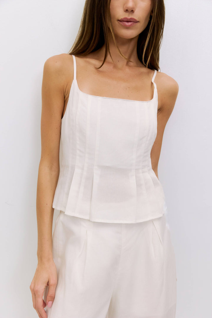 Jocelyn Pleated Linen Tank