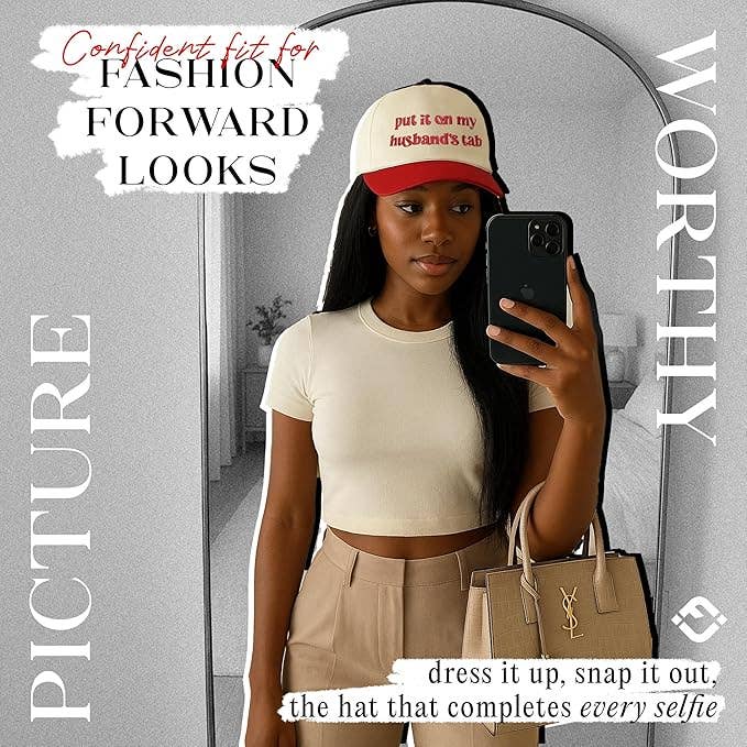 Put It on My Husbands Tab Hat - Red/Beige