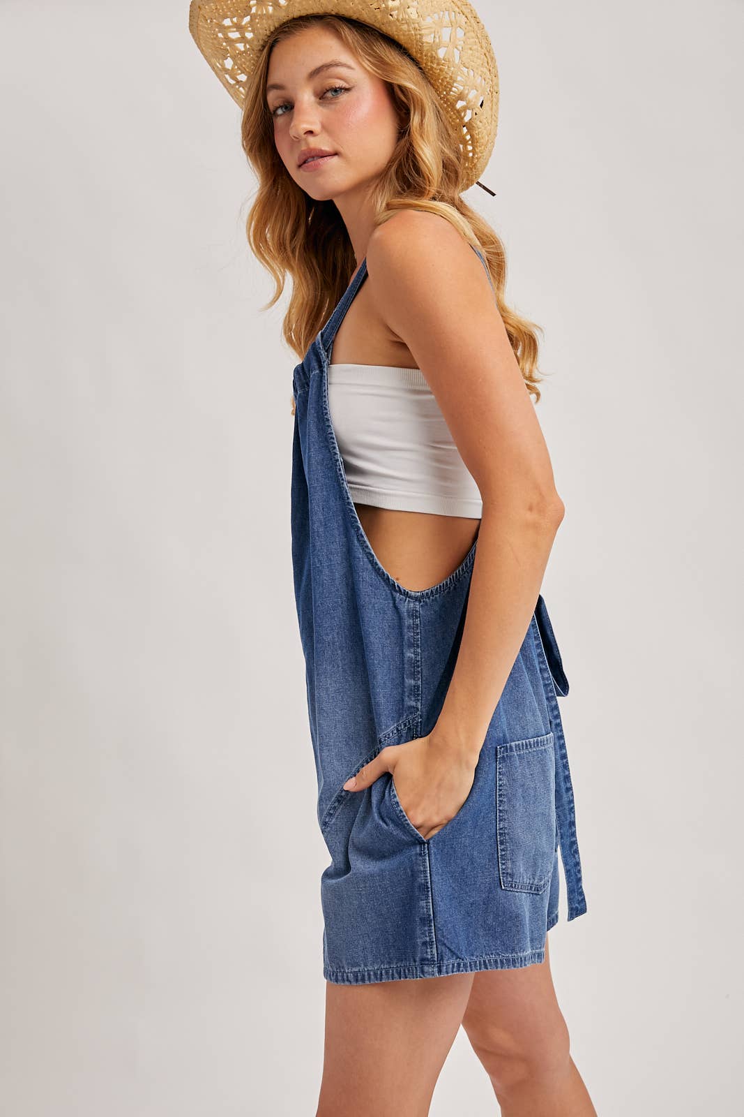 Daisy Denim Romper - Medium Wash