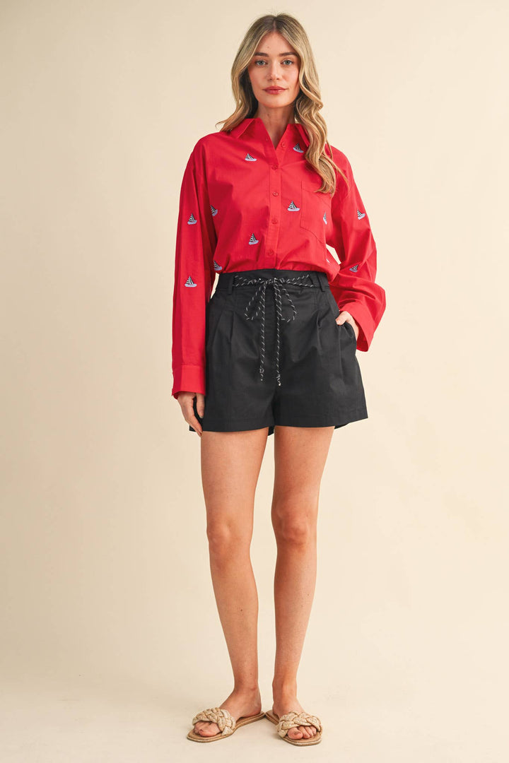 Perry Rope Trim Belt Shorts