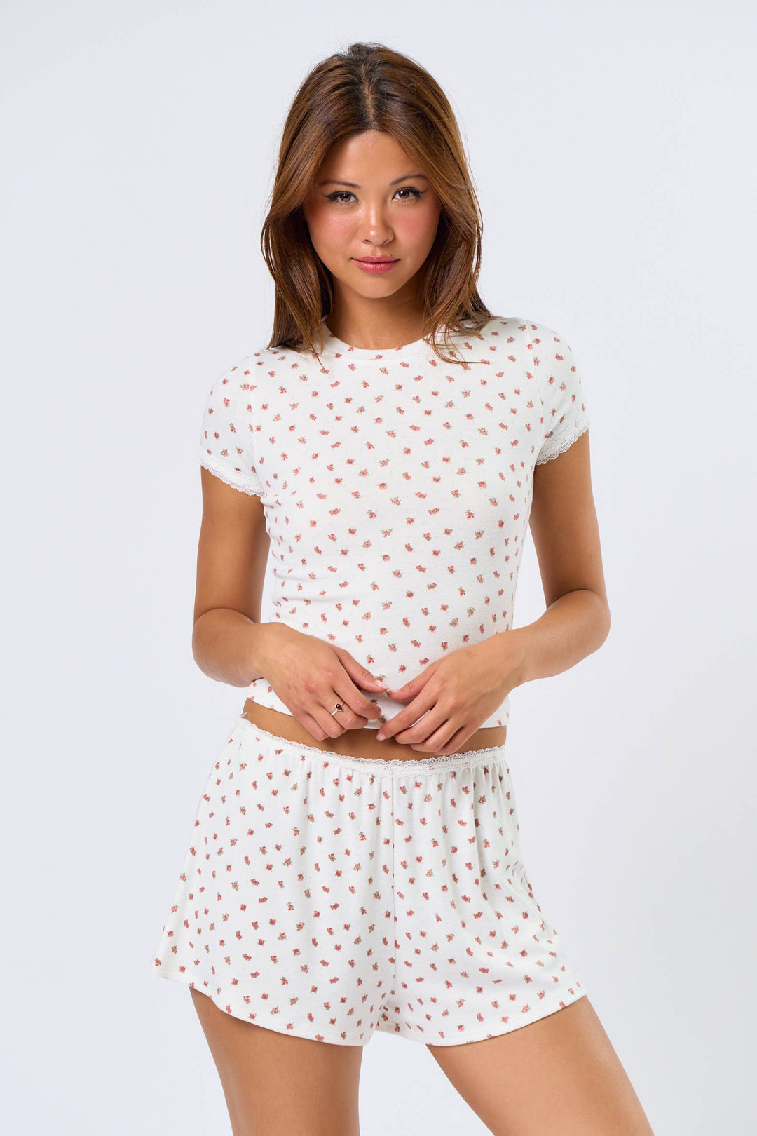 Primrose Pointelle Lace Trim Tee