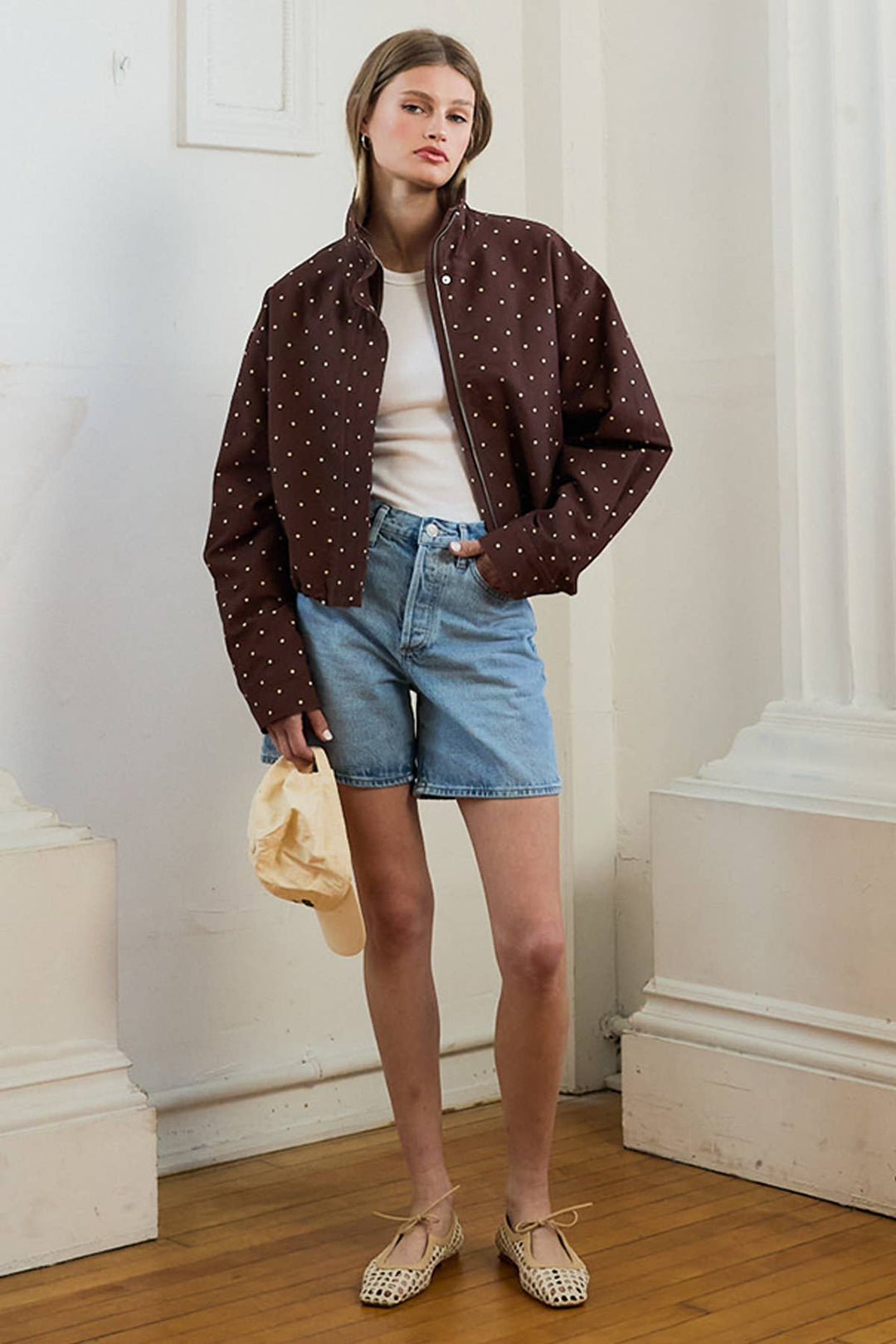 Blane Polka Dot High Neck Jacket