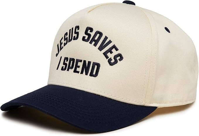 Navy - Jesus Saves I Spend Hat