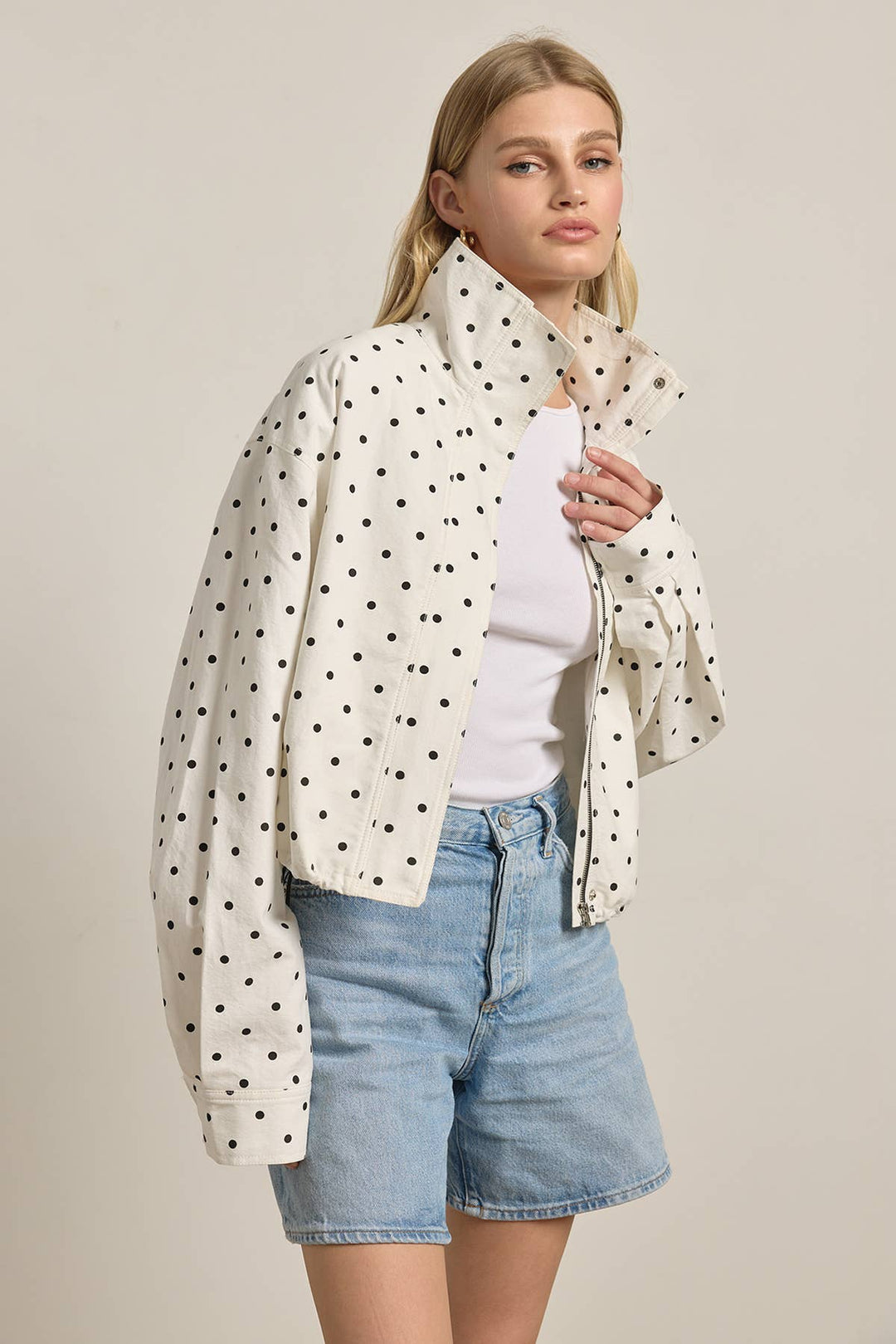 Blane Polka Dot High Neck Jacket