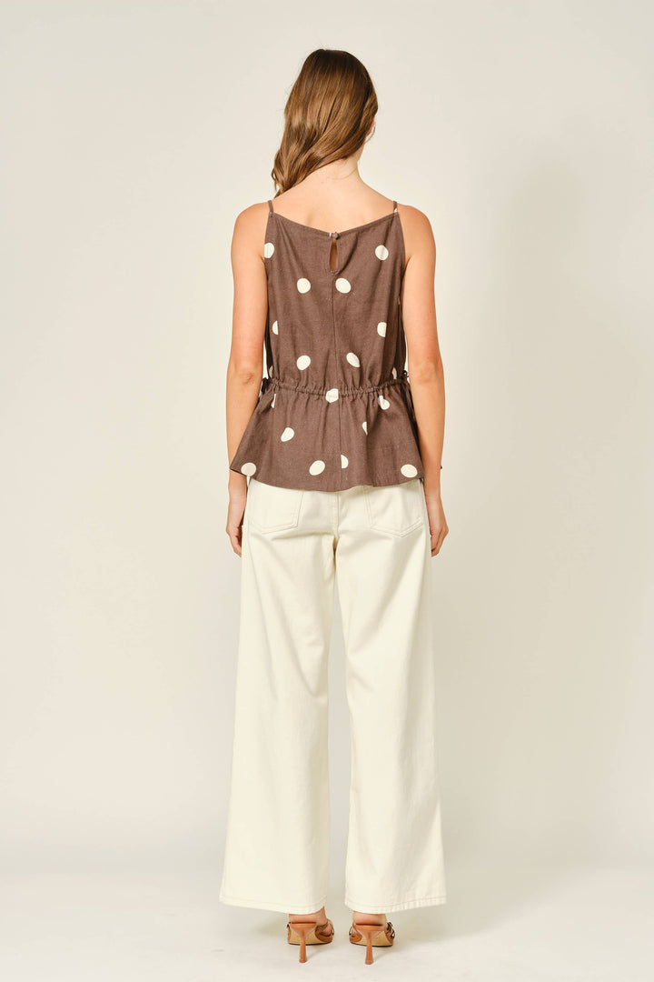 Kit Polka Dot Gathered Waist Top