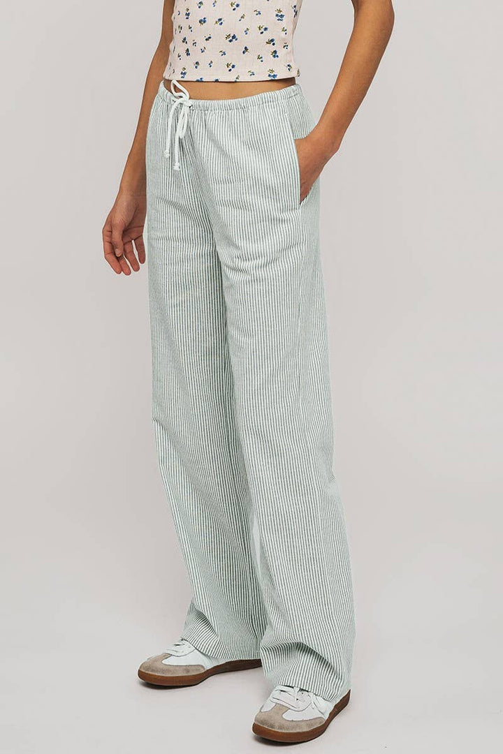 Sarina Pinstripe Drawstring Wide Leg Lounge Pants