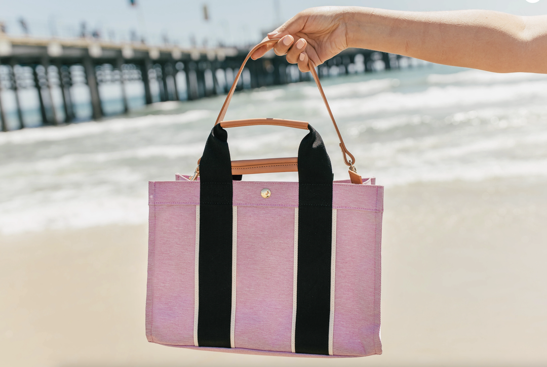 Kylie Pink Nylon Tote with Leather Accents - Pink