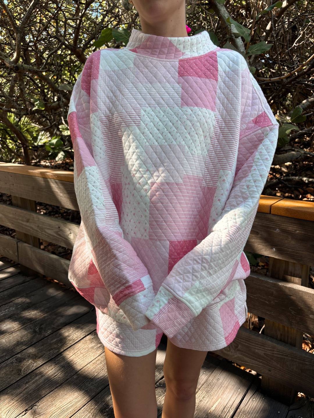 Quilted Margo Patchwork Mockneck Sweatshirt