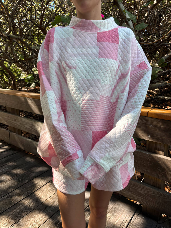 Quilted Margo Patchwork Mockneck Sweatshirt