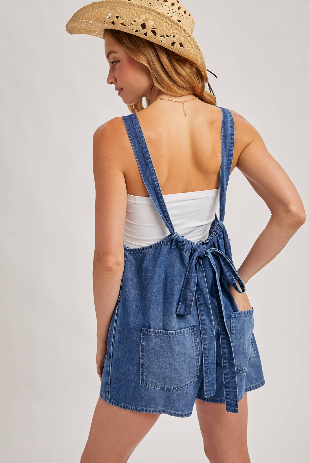 Daisy Denim Romper - Medium Wash