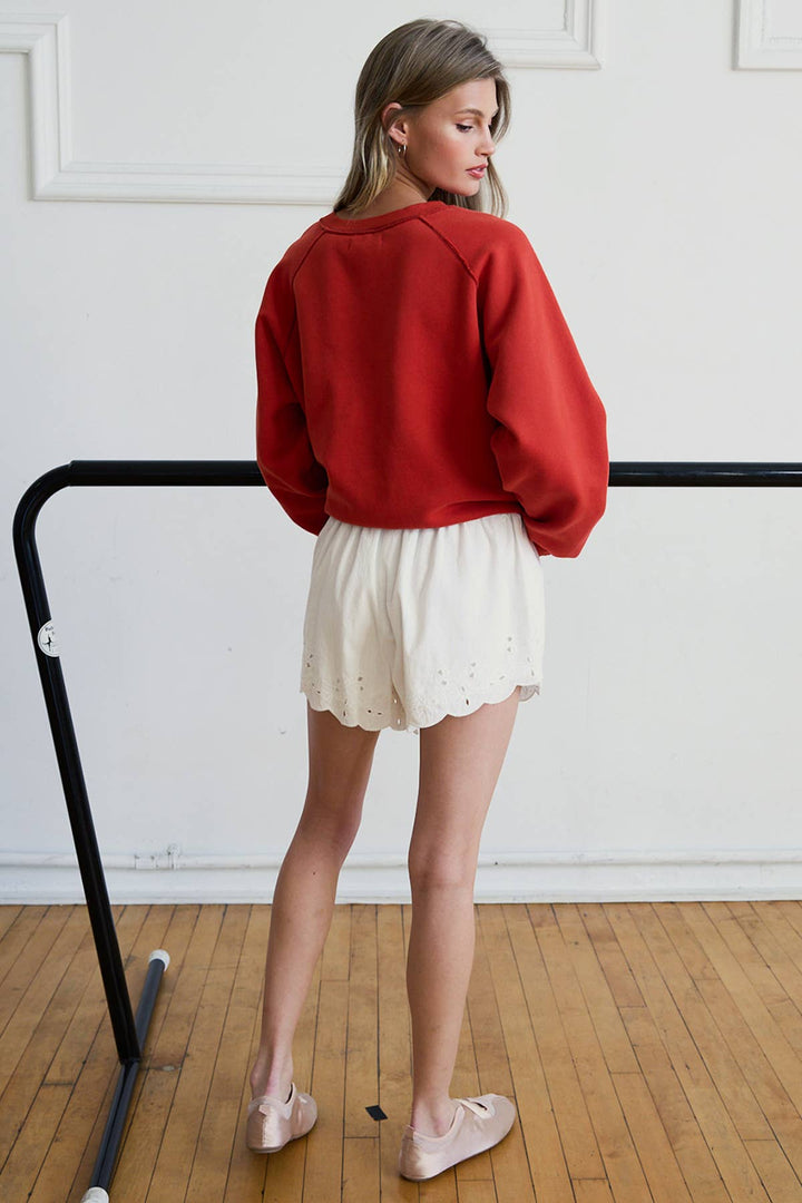 Farrah Scallop Eyelet Trim Shorts