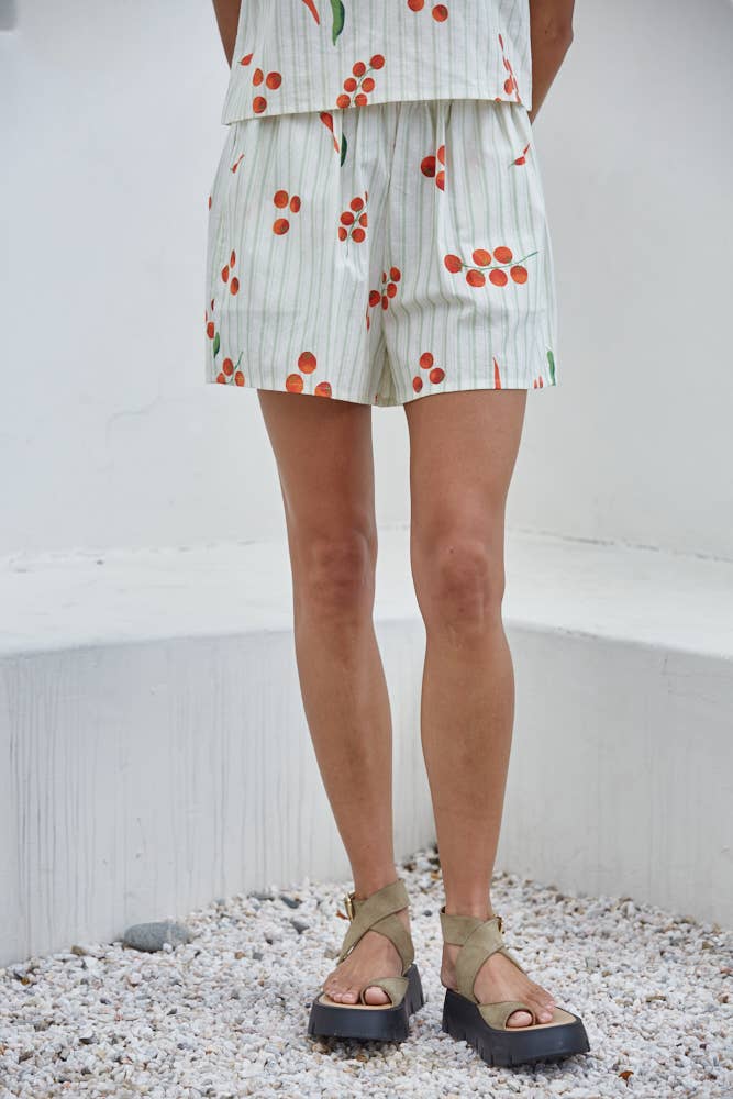 Roma Cotton Veggie Print Shorts
