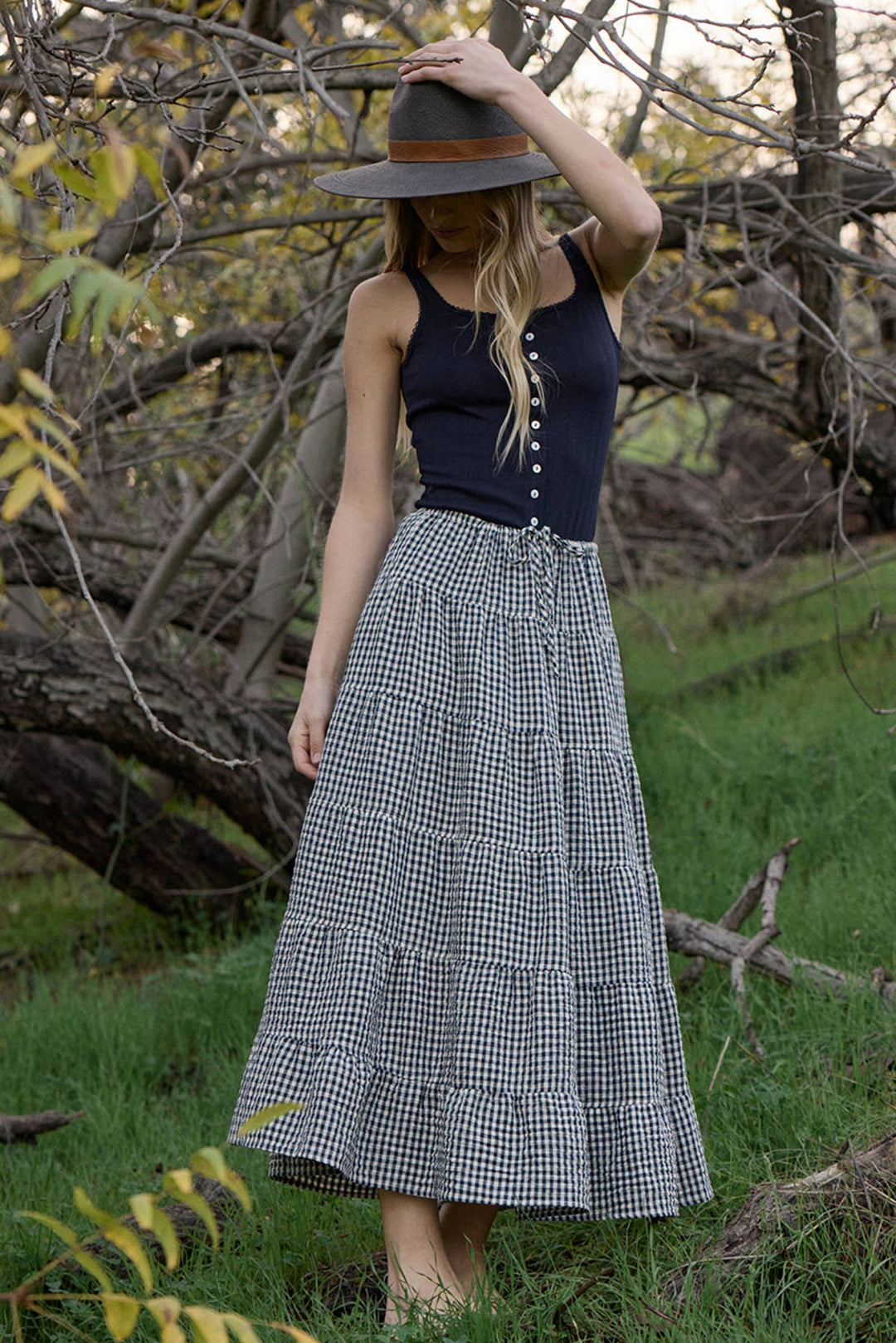 Marina Pointelle Button Front Tank