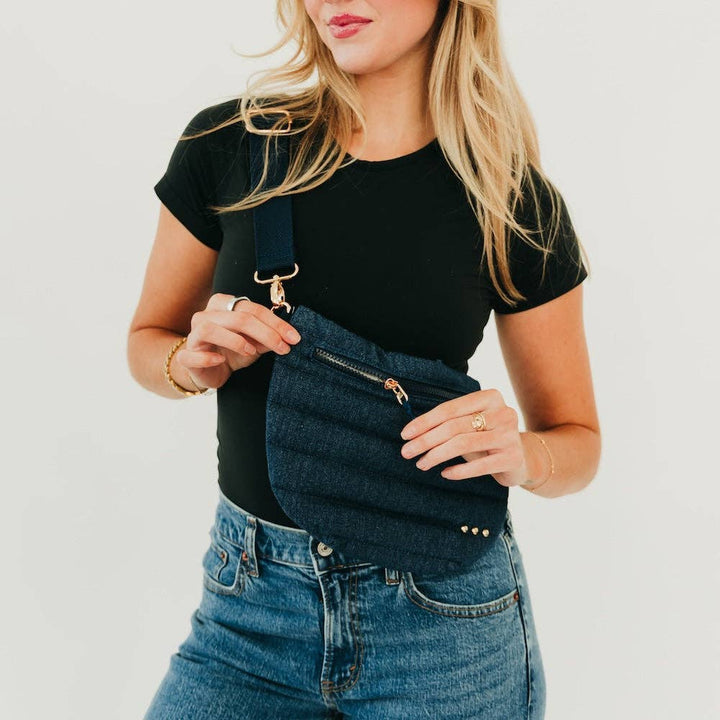 Blake Puffer Sling Bag- Dark Denim