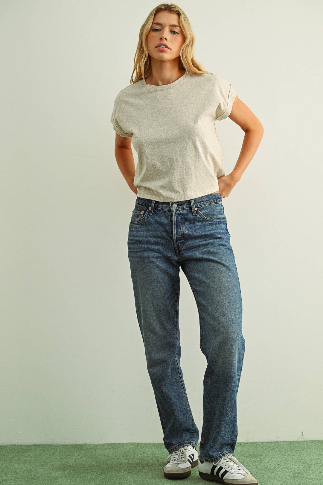Crystal Cuffed Sleeve Tee