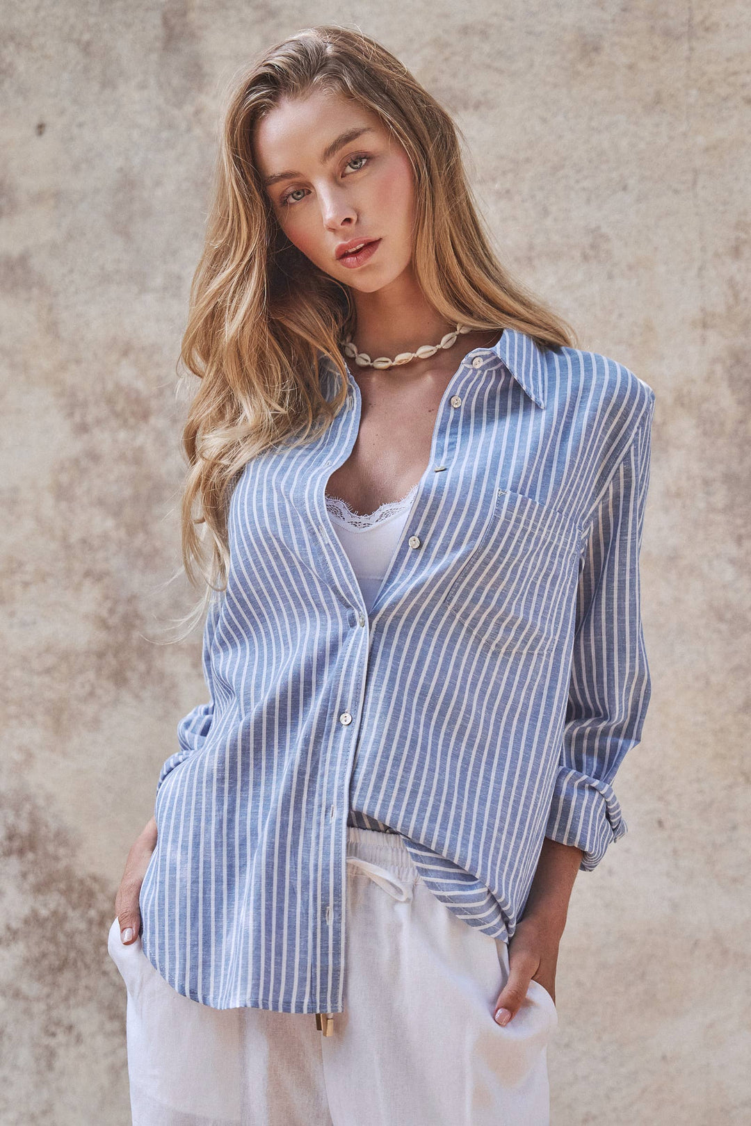 Coastal Striped Linen-Blend Shirt