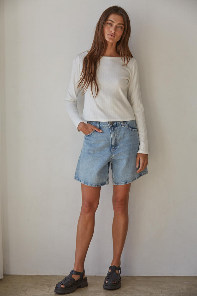Cleo Pointelle Ribbed Knit Longsleeve