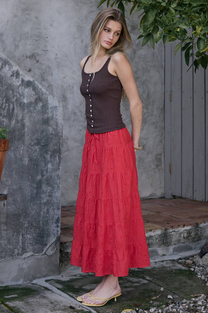 Marina Pointelle Button Front Tank