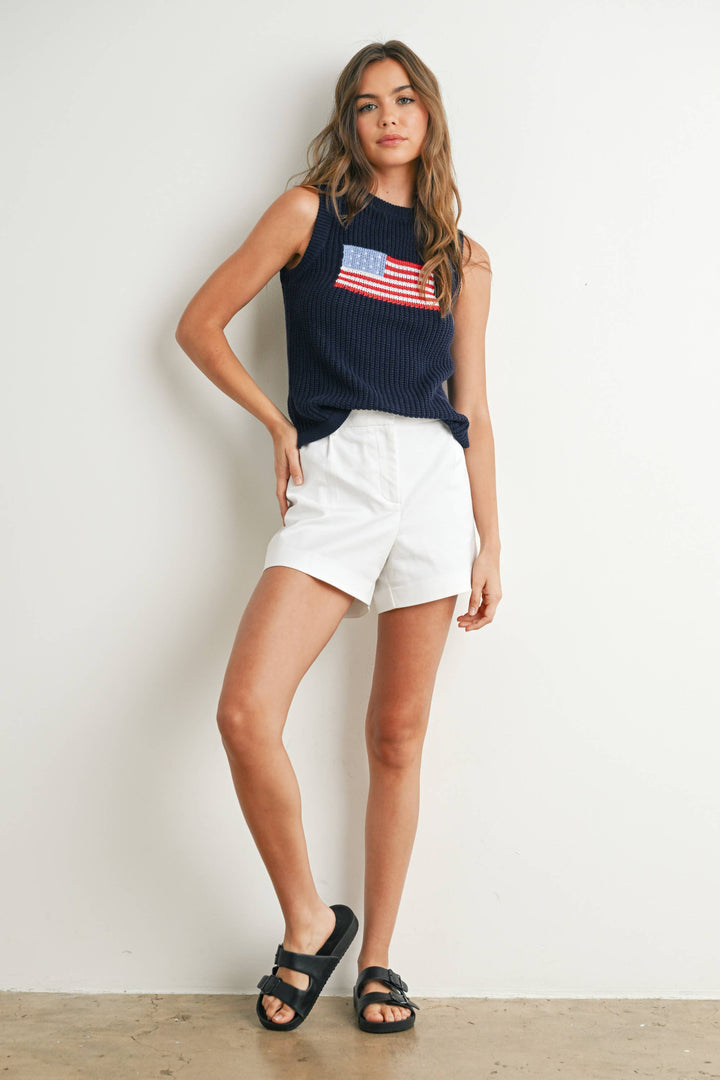 Liberty Flag Sleeveless Sweater - Navy